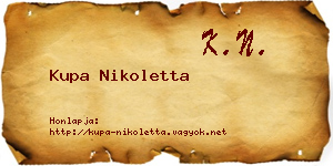 Kupa Nikoletta névjegykártya
